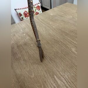 Jcrew gray leather gold studded skinny belt